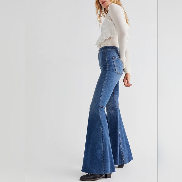 Free People We The Free Just Float On Jeans/Jericho Blue - Picture 2 of 14
